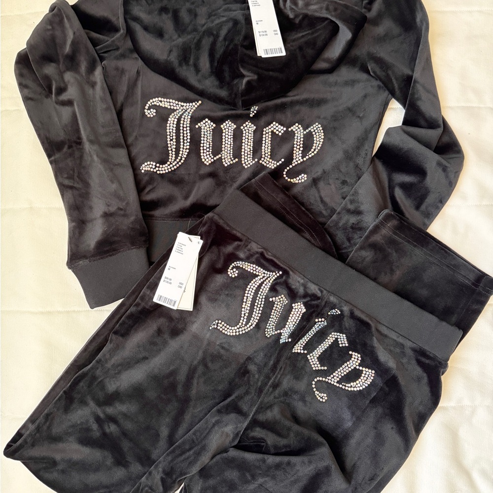 Juicy Couture Black Velour Tracksuit SET!!